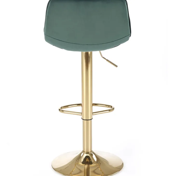 Sgabello alto regolabile in velluto moderno verde scuro oro Marisol