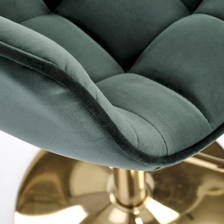 Sgabello alto regolabile in velluto moderno verde scuro oro Marisol