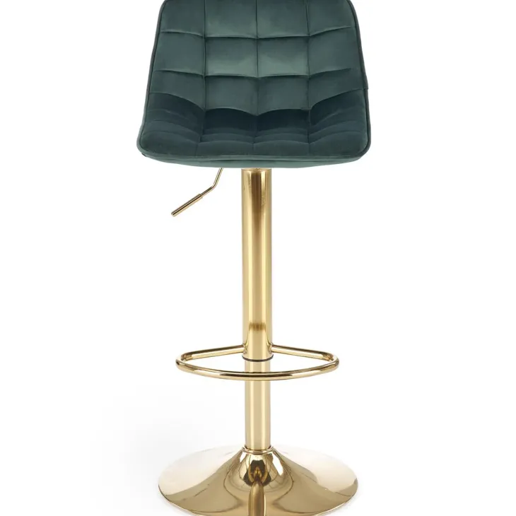 Sgabello alto regolabile in velluto moderno verde scuro oro Marisol