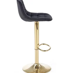 Sgabello alto regolabile in velluto moderno nero oro Marisol