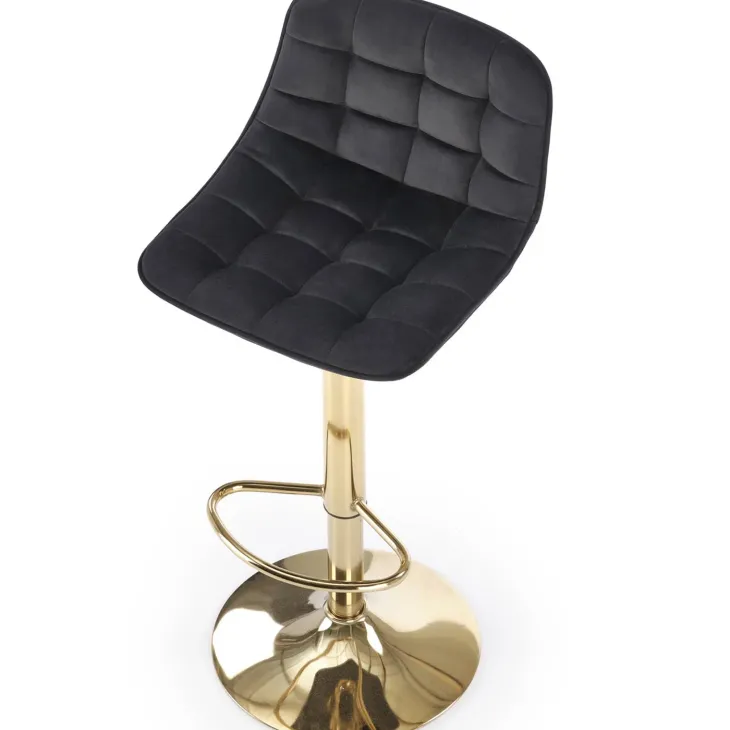 Sgabello alto regolabile in velluto moderno nero oro Marisol