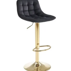 Sgabello alto regolabile in velluto moderno nero oro Marisol