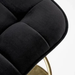Sgabello alto regolabile in velluto moderno nero oro Marisol