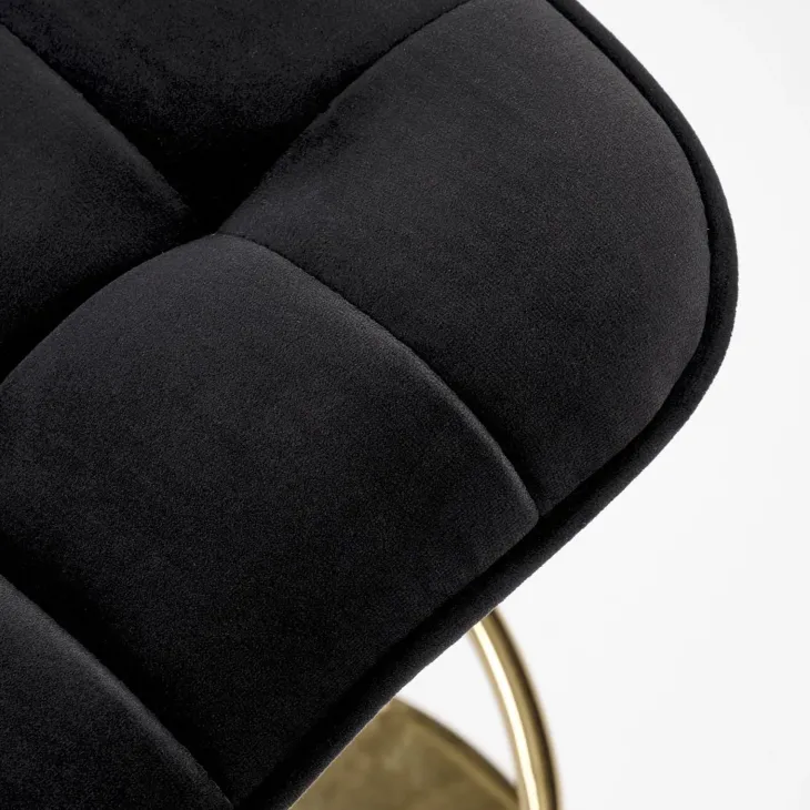 Sgabello alto regolabile in velluto moderno nero oro Marisol