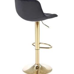 Sgabello alto regolabile in velluto moderno nero oro Marisol