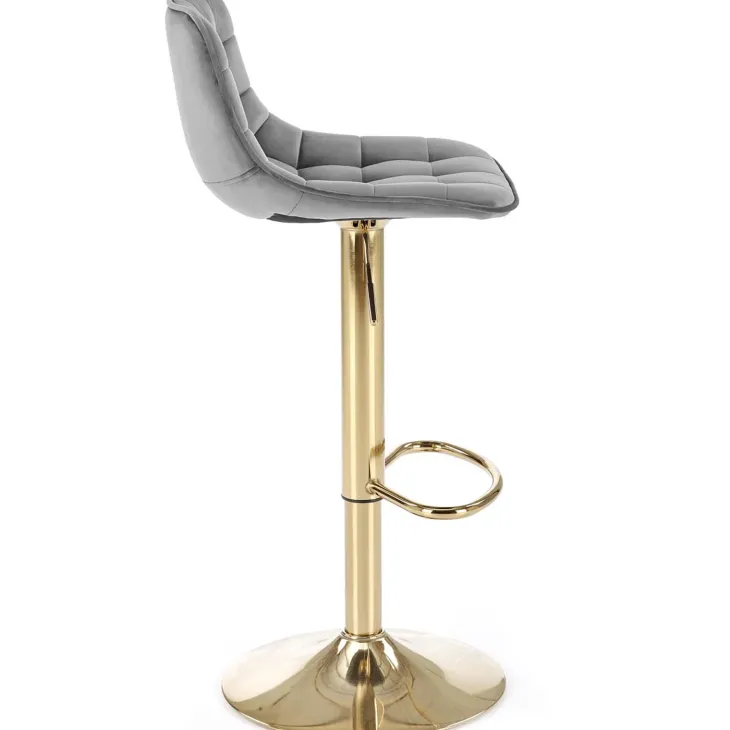 Sgabello alto regolabile in velluto moderno grigio oro Marisol