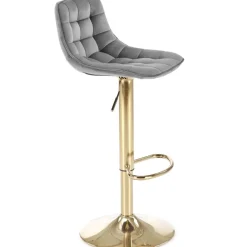 Sgabello alto regolabile in velluto moderno grigio oro Marisol