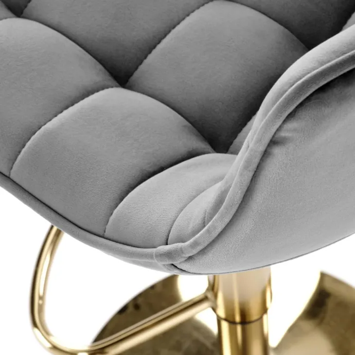 Sgabello alto regolabile in velluto moderno grigio oro Marisol