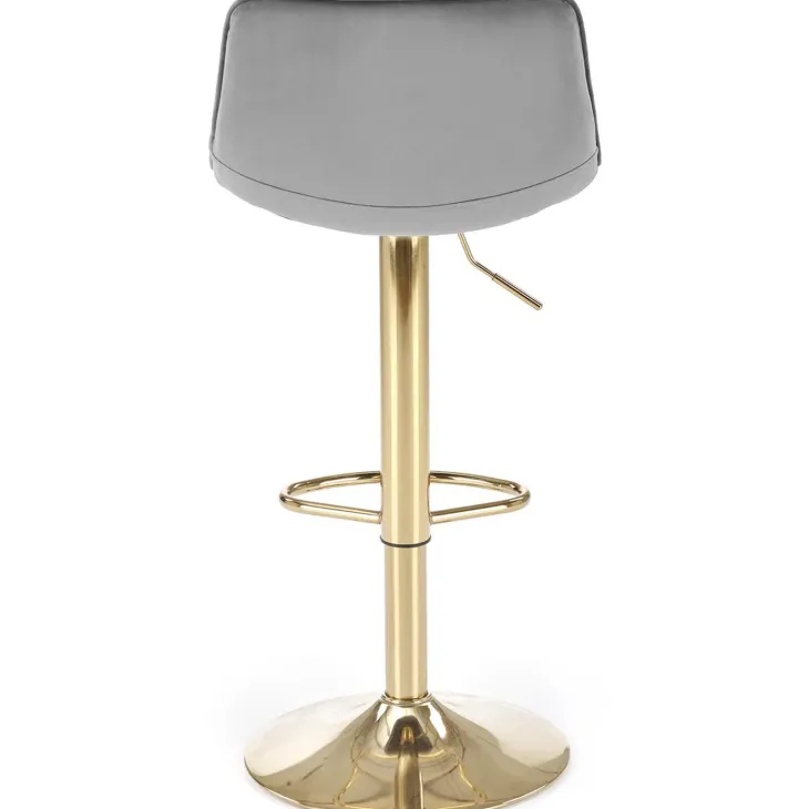 Sgabello alto regolabile in velluto moderno grigio oro Marisol