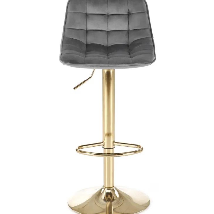 Sgabello alto regolabile in velluto moderno grigio oro Marisol