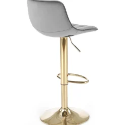 Sgabello alto regolabile in velluto moderno grigio oro Marisol