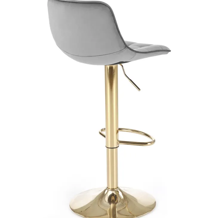 Sgabello alto regolabile in velluto moderno grigio oro Marisol