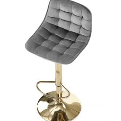 Sgabello alto regolabile in velluto moderno grigio oro Marisol