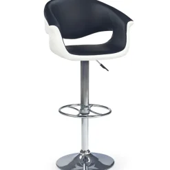 Sgabello alto regolabile moderno in ecopelle nero bianco Daisy