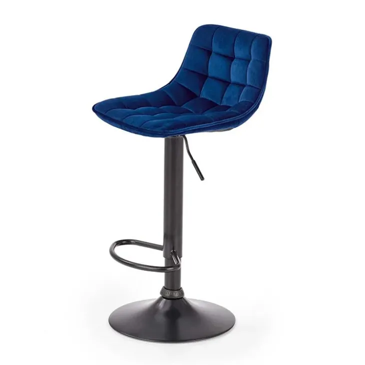Sgabello imbottito regolabile in velluto blu nero Fost
