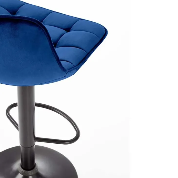 Sgabello imbottito regolabile in velluto blu nero Fost