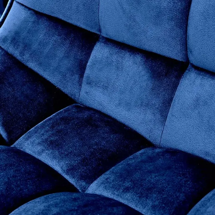 Sgabello imbottito regolabile in velluto blu nero Fost
