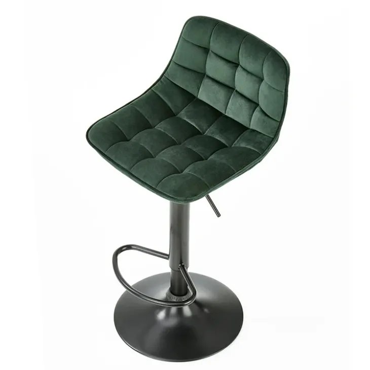 Sgabello imbottito regolabile in velluto verde nero Fost