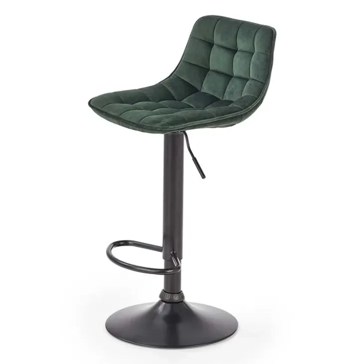 Sgabello imbottito regolabile in velluto verde nero Fost