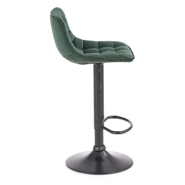 Sgabello imbottito regolabile in velluto verde nero Fost