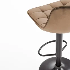 Sgabello imbottito regolabile in velluto beige nero Fost