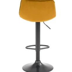 Sgabello imbottito regolabile in velluto giallo senape nero Fost