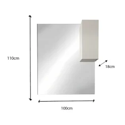 Specchiera bagno con led e pensile 100x110cm bianco lucido Minister