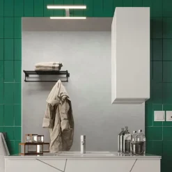 Specchiera 80x110cm da bagno con led e pensile bianco lucido Minister