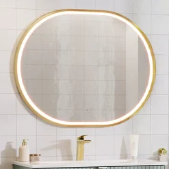 Specchio da parete con led 70x90cm dorato Glossy 3