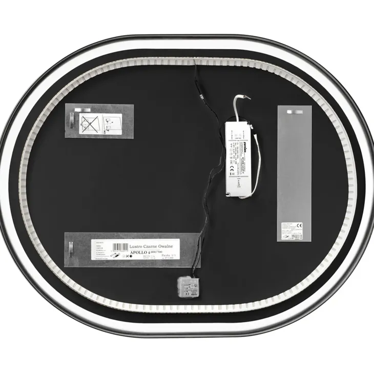 Specchio da parete con led 70x90cm nero Glossy 3