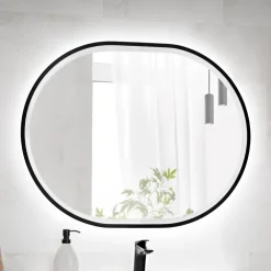 Specchio da parete con led 70x90cm nero Glossy 3