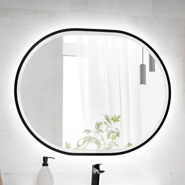 Specchio da parete con led 70x90cm nero Glossy 3