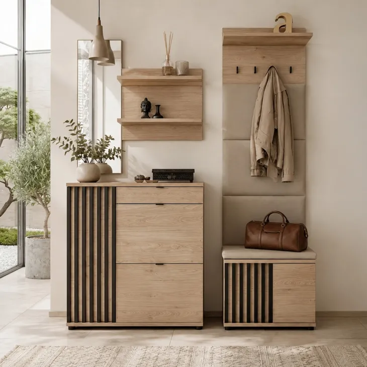 Specchio da parete con mensole rovere Berlino