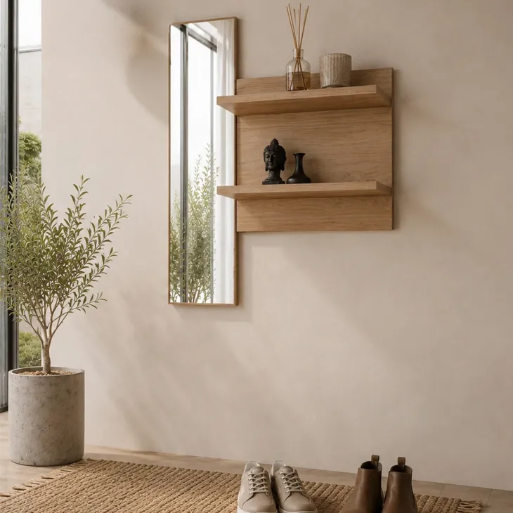 Specchio da parete con mensole rovere Berlino