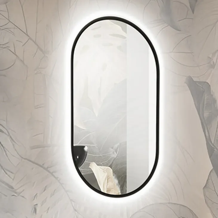 Specchio da parete retroilluminato 50x90cm nero Glossy