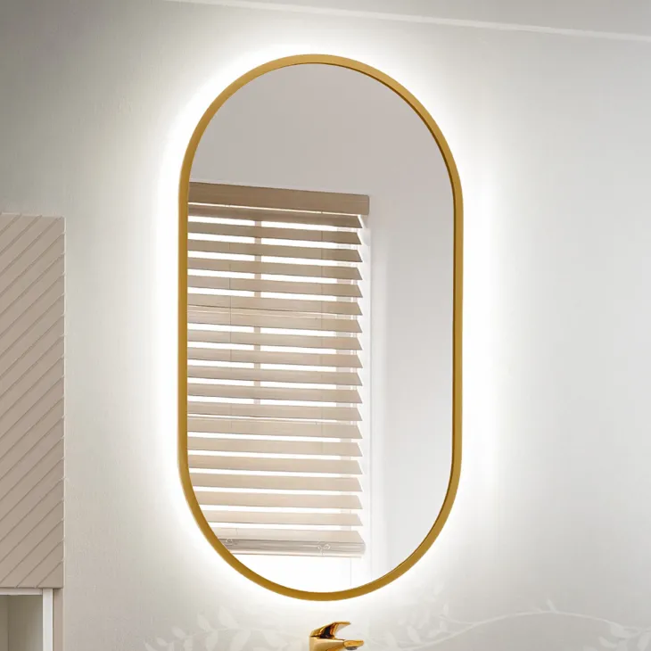 Specchio da parete retroilluminato 50x90cm dorato Glossy
