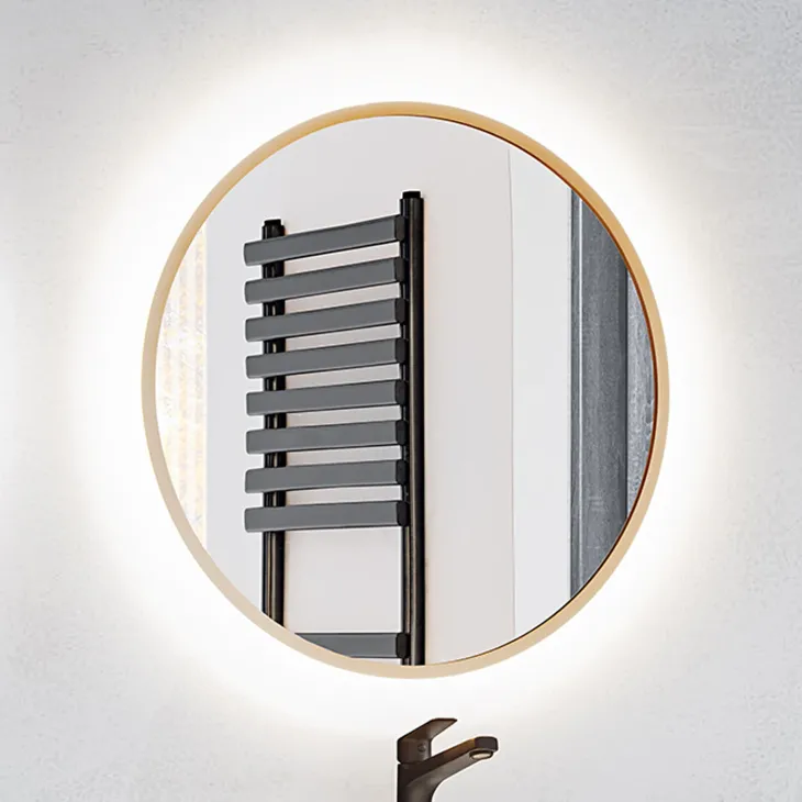 Specchio da parete retroilluminato 60x60cm dorato Goldy