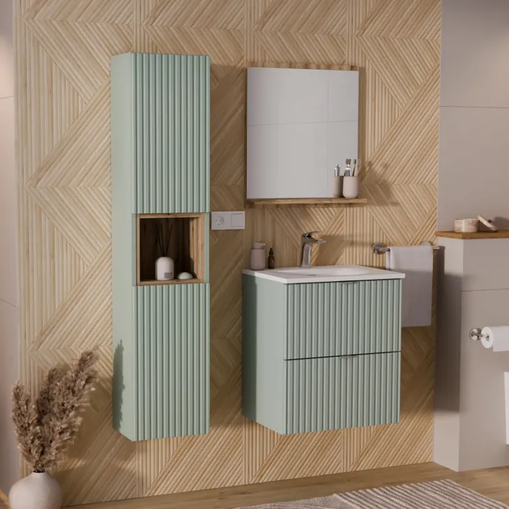 Specchio da parete 50x57cm con mensola rovere Bully