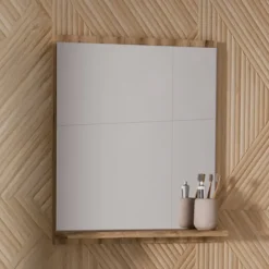 Specchio da parete 50x57cm con mensola rovere Bully