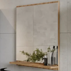 Specchio da parete 60x57cm con mensola rovere Bully