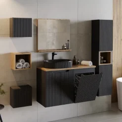 Specchio da parete 60x57cm con mensola rovere Bully