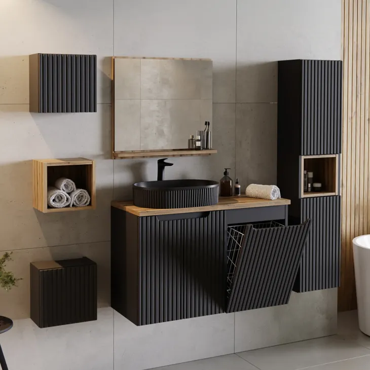 Specchio da parete 60x57cm con mensola rovere Bully