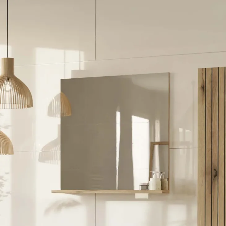 Specchio da parete 60x62h cm con mensola rovere Timeless