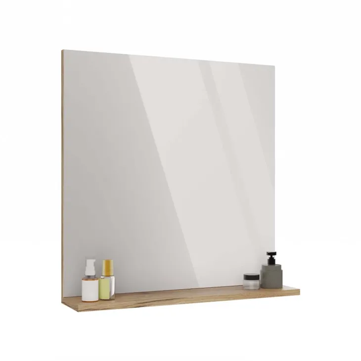Specchio da parete 60x62h cm con mensola rovere Timeless