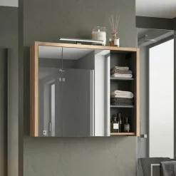 Specchio mobile contenitore 100x75cm 2 ante rovere antracite Veny