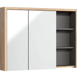 Specchio mobile contenitore 100x75cm 2 ante rovere antracite Veny
