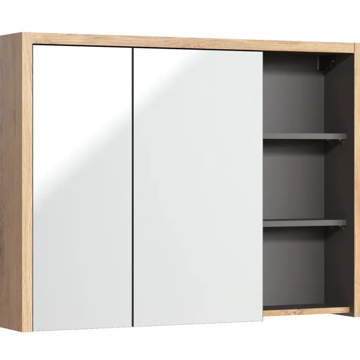 Specchio mobile contenitore 100x75cm 2 ante rovere antracite Veny