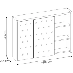 Specchio mobile contenitore 100x75cm 2 ante rovere antracite Veny