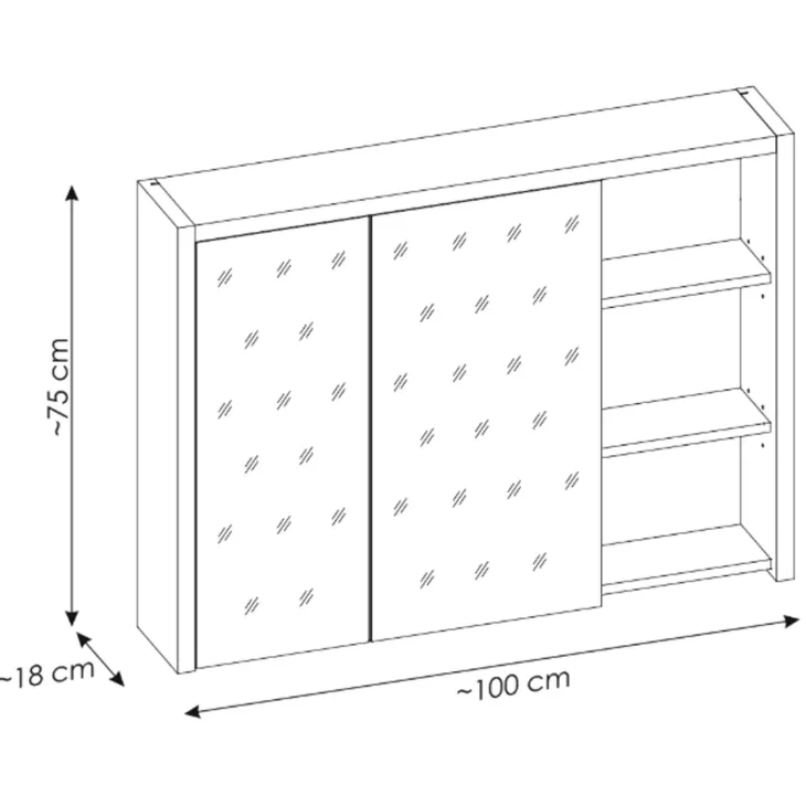 Specchio mobile contenitore 100x75cm 2 ante rovere antracite Veny