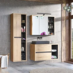 Specchio mobile contenitore 100x75cm 2 ante rovere antracite Veny